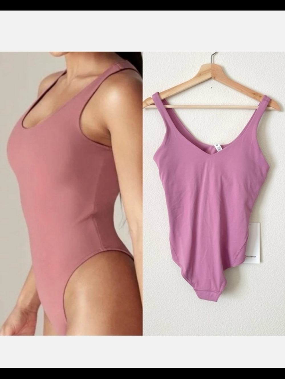 lululemon Align Mauve-Pink Scoop Neck Seamless Bodysuit
